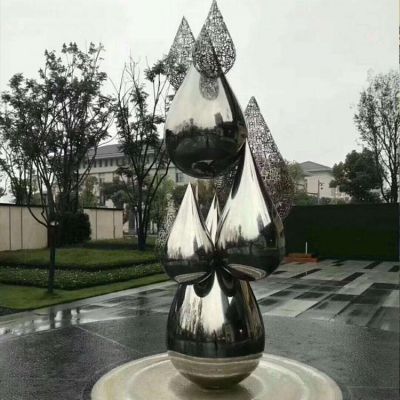 大型镜面不锈钢水滴博鱼网页版别墅庭院水景装饰摆件