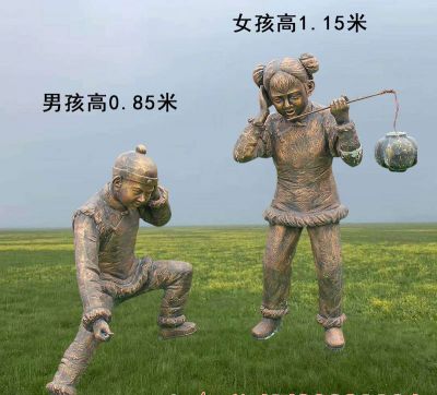 古代人物铜雕儿童放鞭炮博鱼网页版