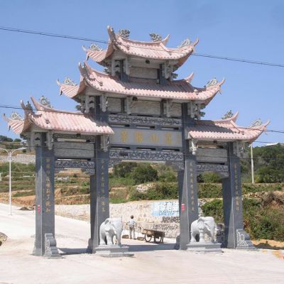村口大型大理石石雕中式牌坊博鱼网页版