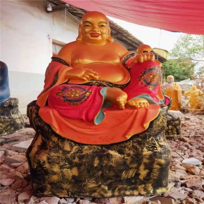 玻璃钢彩绘大肚子笑佛寺庙供奉十八罗汉博鱼网页版