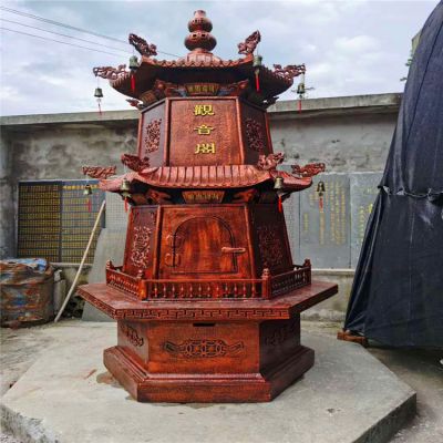 寺院摆放二层浮雕红铜铃铛佛塔博鱼网页版