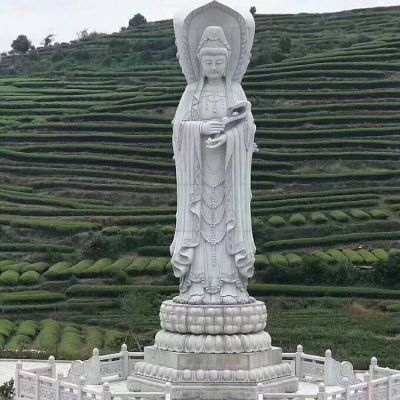 汉白玉石雕寺院户外大型三面观音佛像博鱼网页版