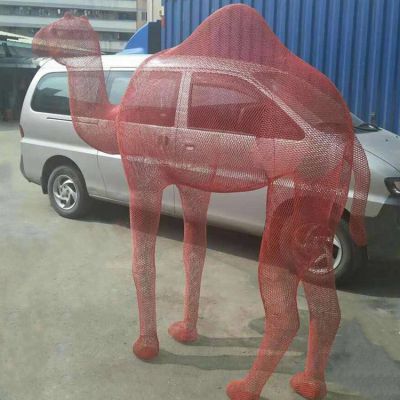广场摆放不锈钢网格骆驼动物景观博鱼网页版