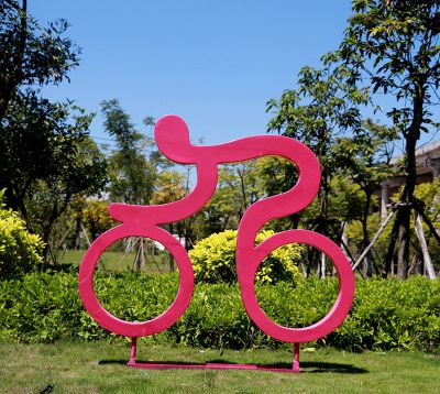 大型剪影自行车运动人物不锈钢塑公园体育馆