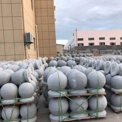 天然花岗岩石材雕刻景点学校门前摆放挡车石球