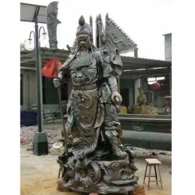 玻璃钢仿铜寺庙景观立式关公博鱼网页版