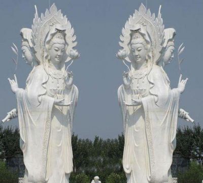 景区户外大型汉白玉石雕三面观音博鱼网页版