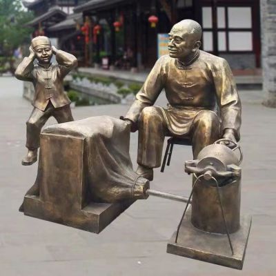 玻璃钢仿铜户外景区爆爆米花的人物景观