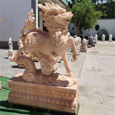 晚霞红大型镇宅门墩麒麟博鱼网页版