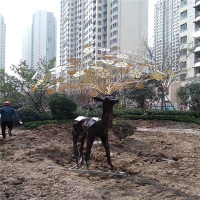 园林广场绿地不锈钢抽象鹿动物景观装饰博鱼网页版