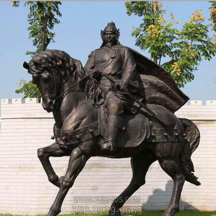 户外公园玻璃钢仿铜骑马的人物博鱼网页版