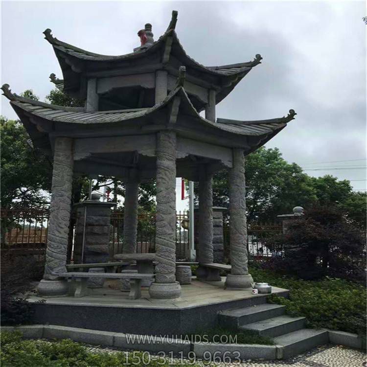 园林户外摆放青石雕刻仿古建筑二层石凉亭博鱼网页版