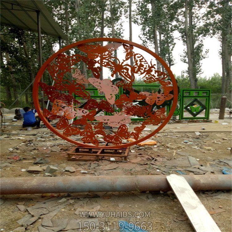 不锈钢镂空蝴蝶圆环城市公园装饰小品摆件博鱼网页版