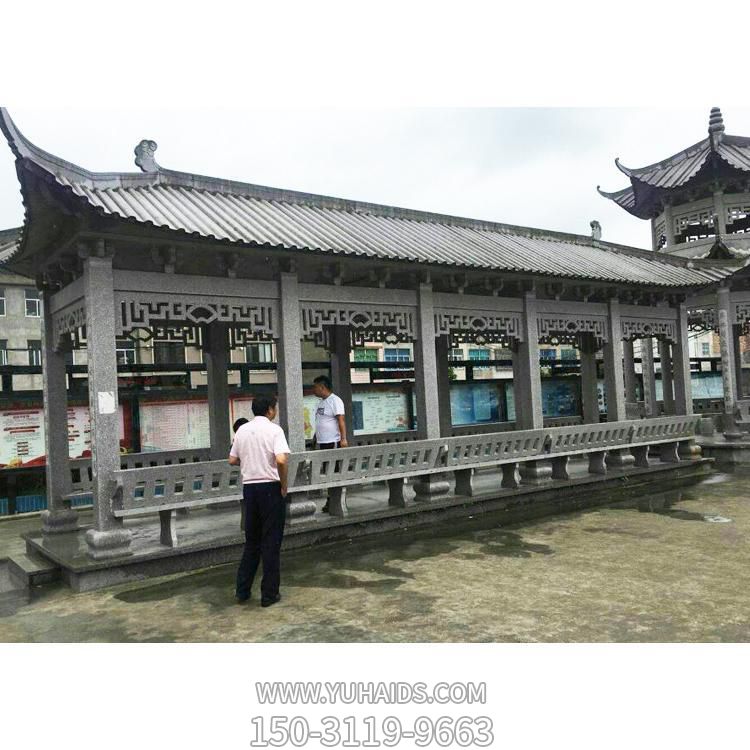 青石浮雕中式长廊凉亭景区园林户外摆件博鱼网页版
