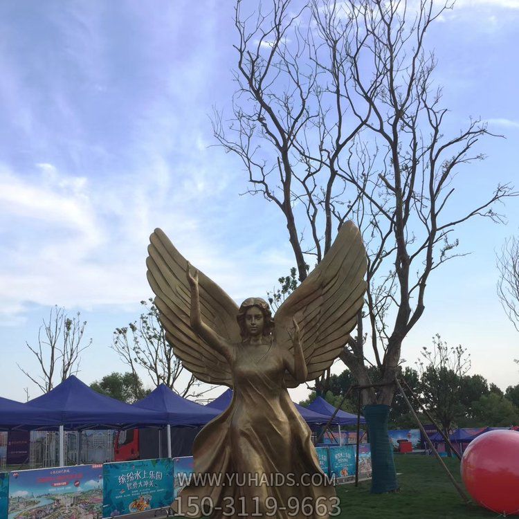 小区摆放玻璃钢仿铜西方天使人物雕像博鱼网页版