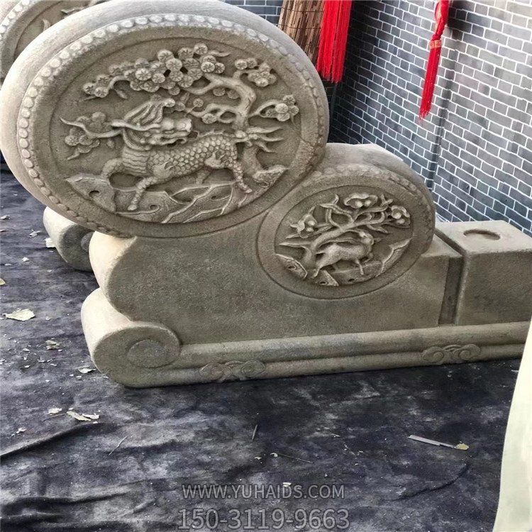 庭院花岗岩浮雕麒麟仿古抱鼓石门墩博鱼网页版