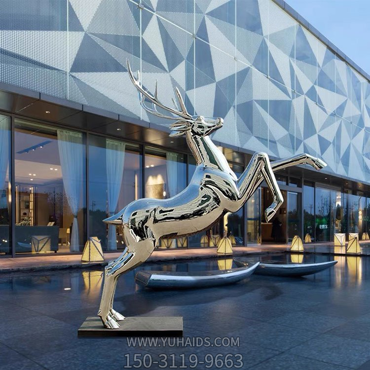 镜面不锈钢梅花鹿，奔鹿博鱼网页版