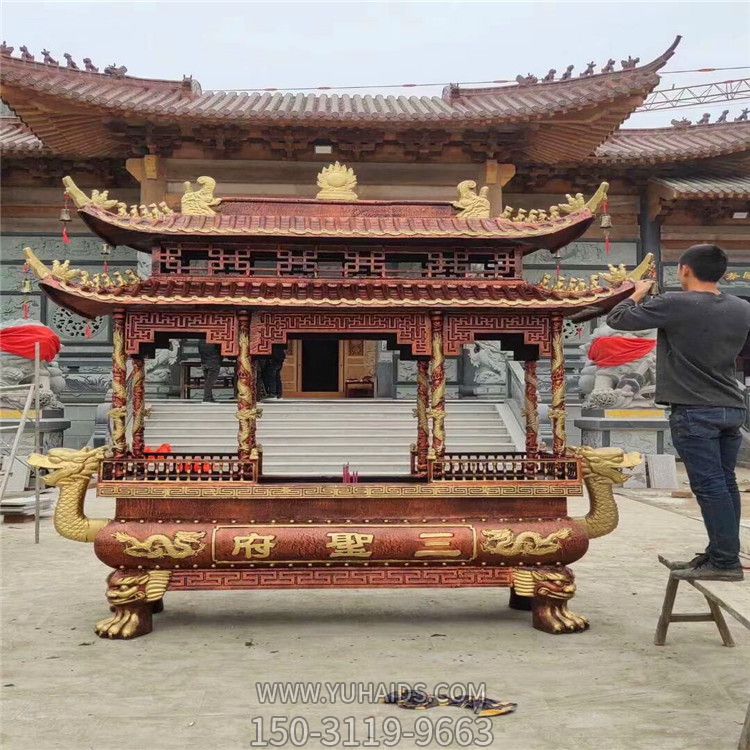 景区寺庙大殿门前摆放铸铜八柱烧香香炉摆件博鱼网页版