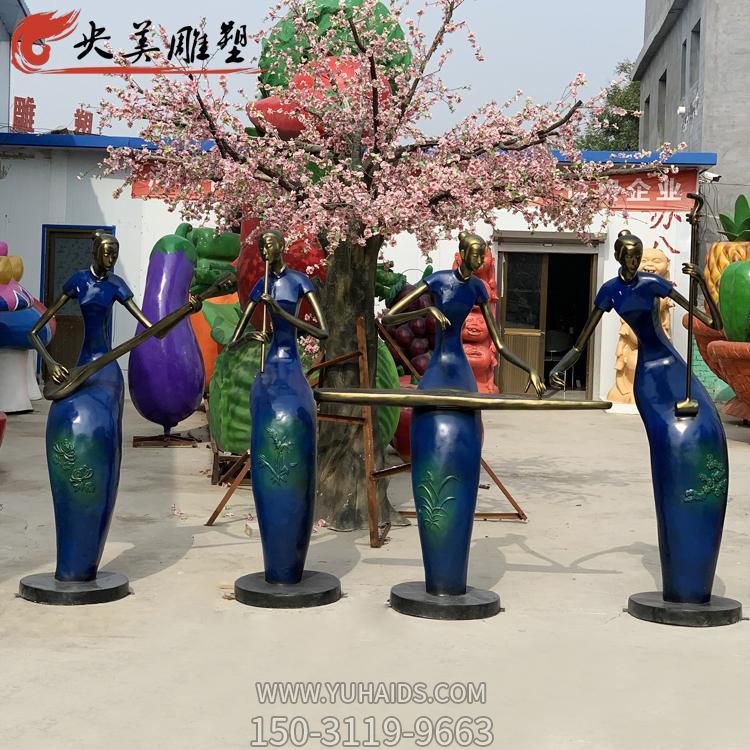 玻璃钢彩绘梅兰竹菊音乐抽象人物博鱼网页版 酒店会所景观摆件 央美定制