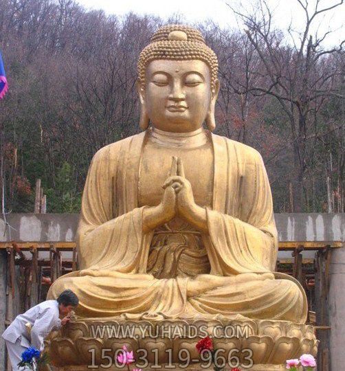 大型坐式释迦牟尼铜雕户外寺庙景观如来佛祖博鱼网页版