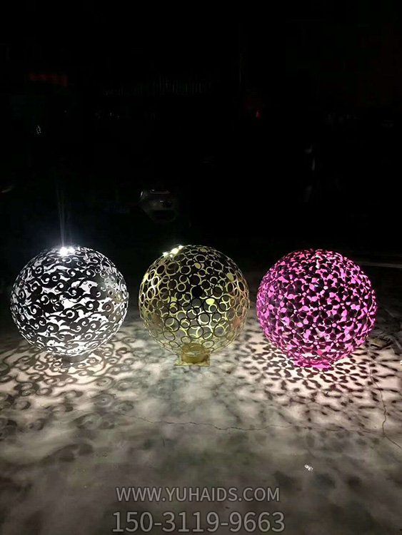 商业街广场不锈钢镂空发光球博鱼网页版