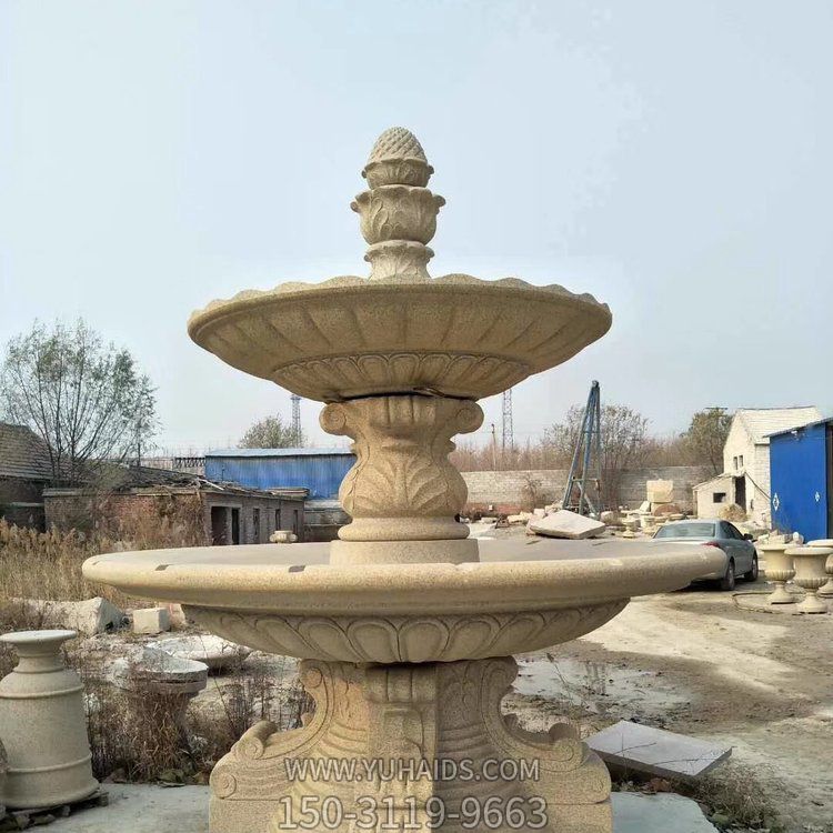 晚霞红大理石石雕双层流水喷泉博鱼网页版