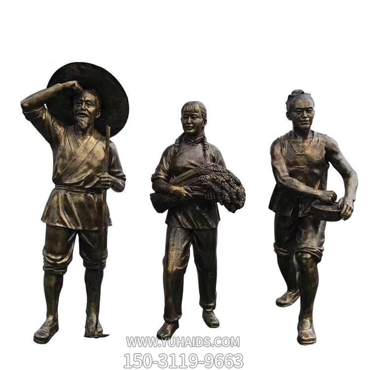 农场园林摆放玻璃钢仿铜农耕人物博鱼网页版