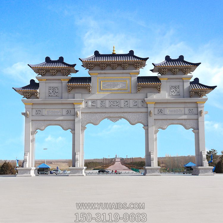 景区景点汉白玉大门新中式漆金门楼牌坊博鱼网页版