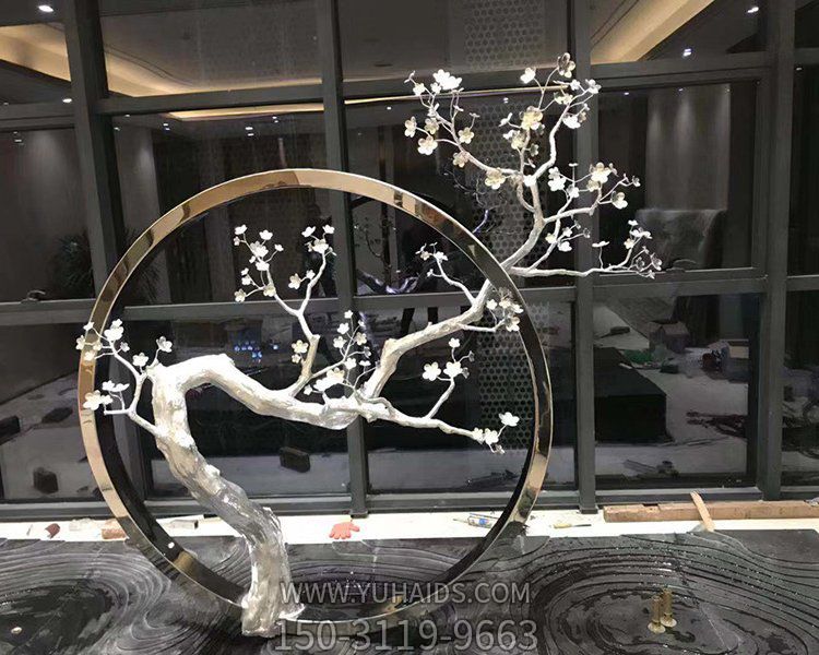 不锈钢镜面创意景观树圆环博鱼网页版