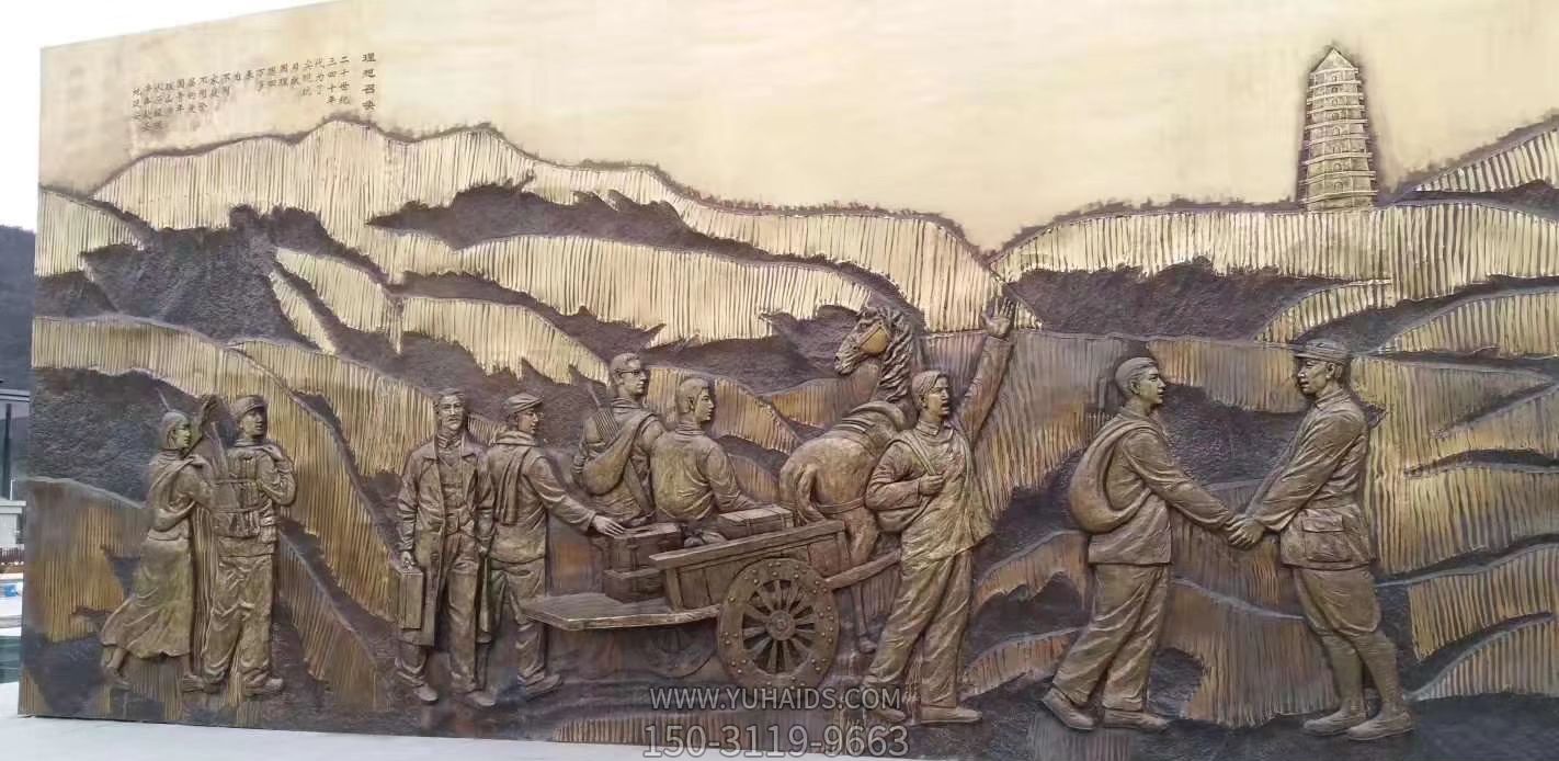 广场墙壁创意抽象铜铸八路军博鱼网页版