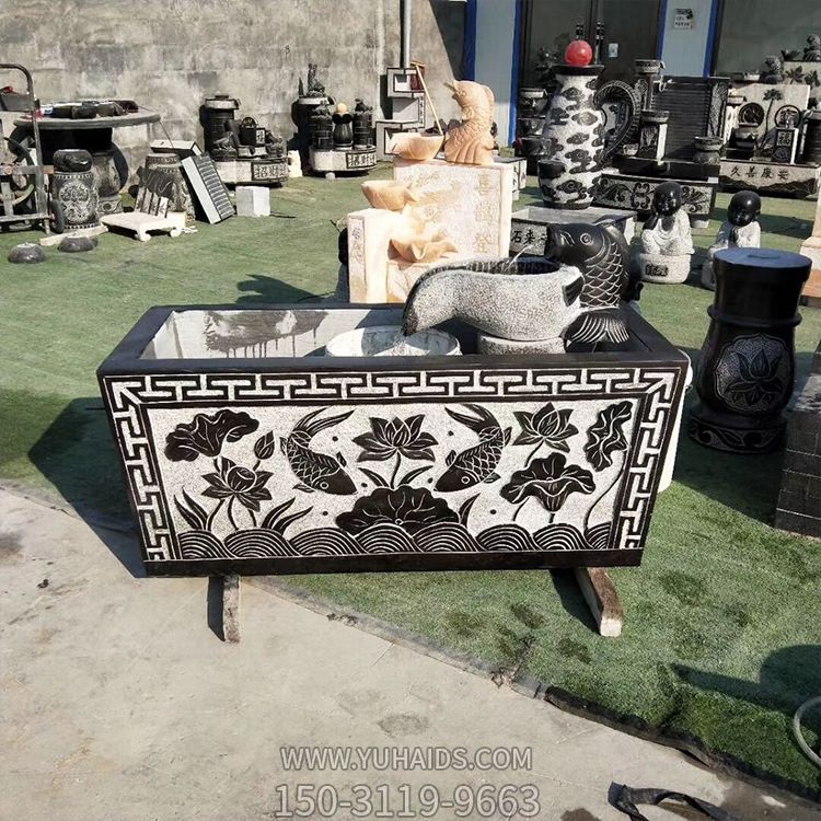 庭院别墅创意长方形青石石雕缸博鱼网页版