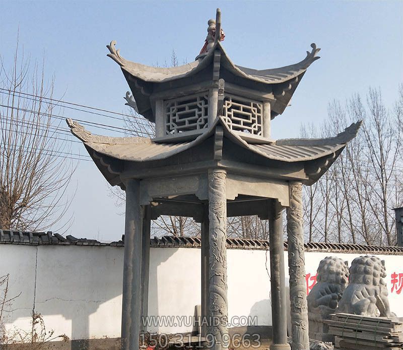景区寺庙青石仿古雕刻镂空凉亭博鱼网页版