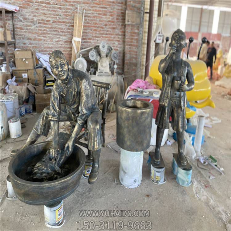 玻璃钢人物博鱼网页版组合 景观摆件吹泡泡的儿童博鱼网页版