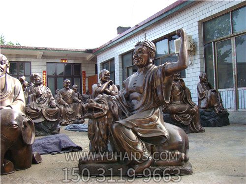 景区寺庙大型玻璃钢铜雕十八罗汉博鱼网页版