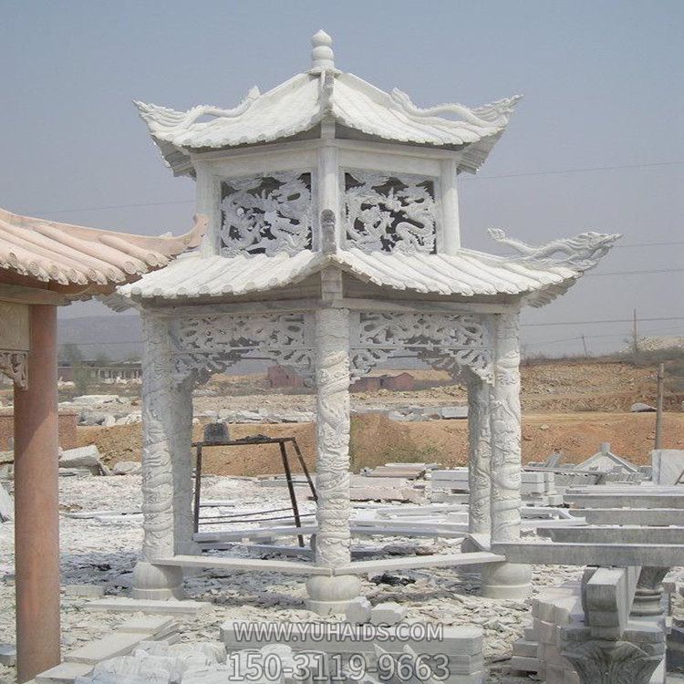 寺院户外景观大理石仿古雕刻龙纹凉亭博鱼网页版