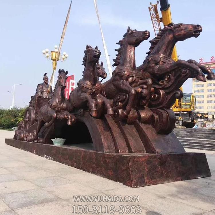 广场大型玻璃钢仿铜将士骑马马群摆件博鱼网页版