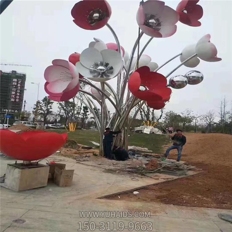 城市道路不锈钢创意彩绘花朵博鱼网页版