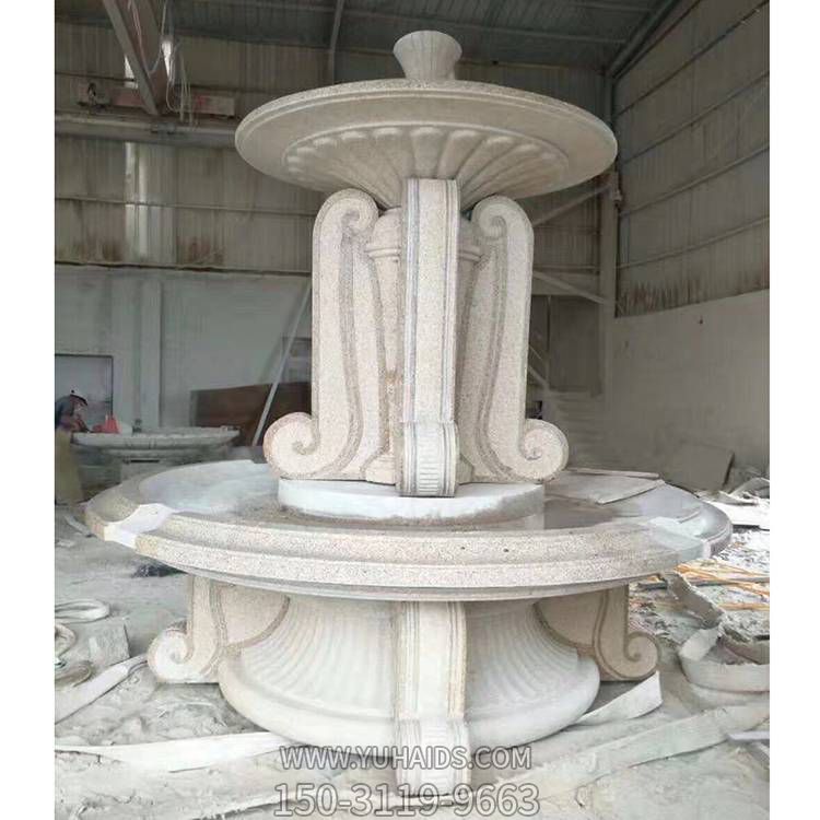 石雕喷泉别墅庭院摆件黄锈石喷泉跌水盆水景装饰博鱼网页版
