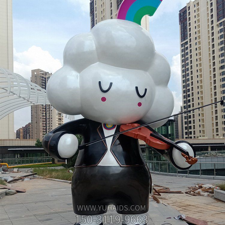 户外园林玻璃钢演奏乐器的卡通人物博鱼网页版