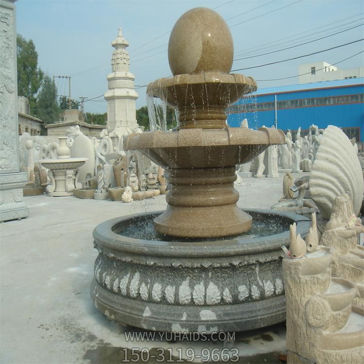 花岗岩雕刻二层中式风水球庭院流水水钵博鱼网页版