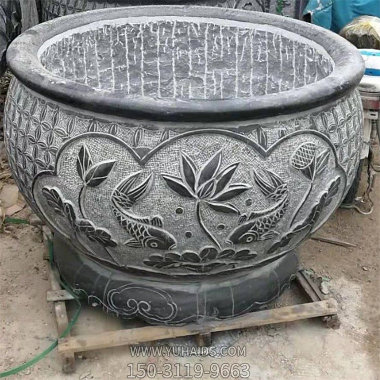 庭院石缸石头大缸荷花鱼石盆博鱼网页版