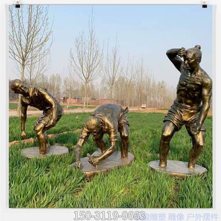 户外民俗文化玻璃钢仿铜播种的人物博鱼网页版