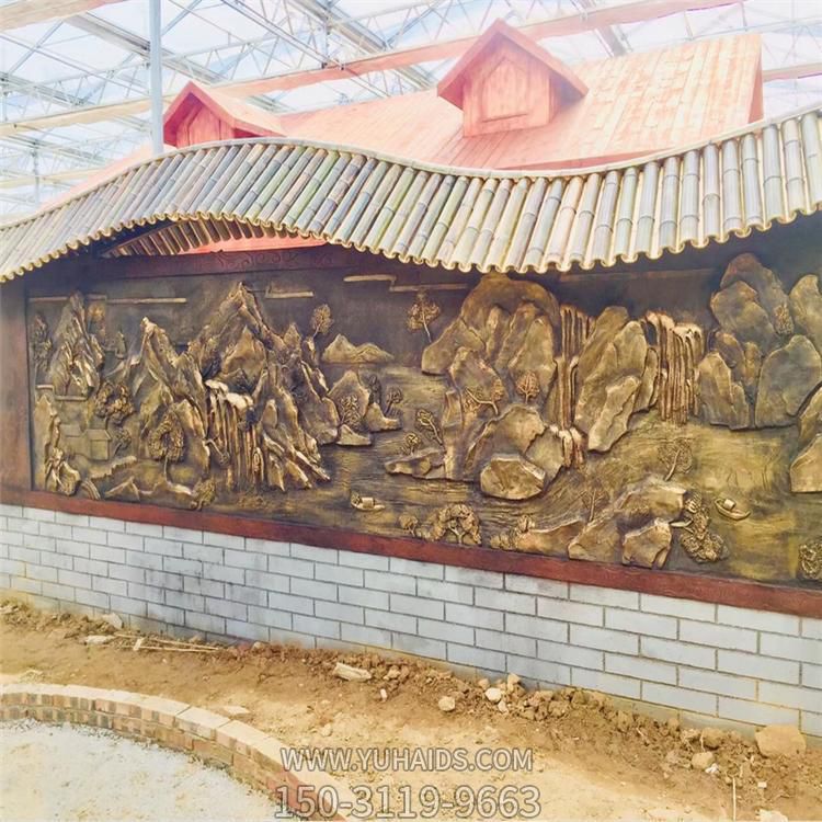 饭店室内玻璃钢铸铜山水画影壁墙博鱼网页版