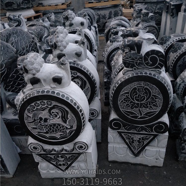 青石户外园林门口浮雕镇宅辟邪抱鼓石博鱼网页版