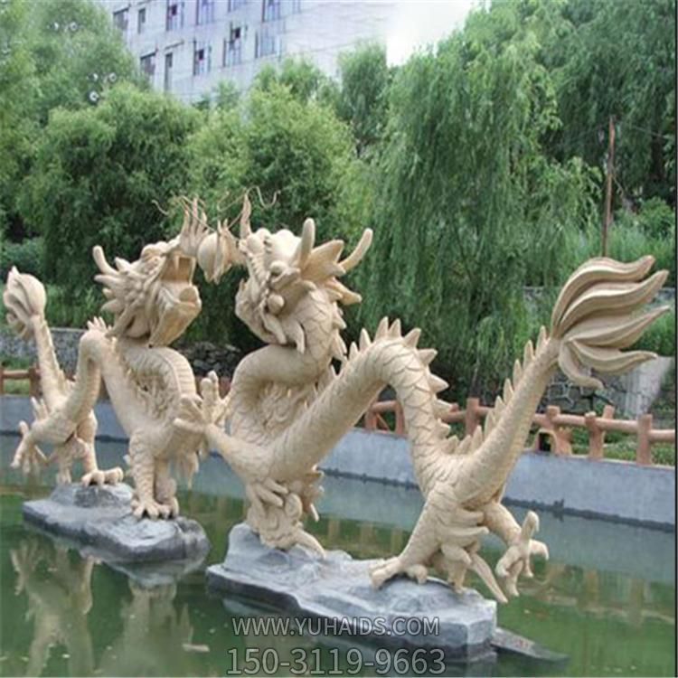 池塘水景大理石石二龙戏珠博鱼网页版