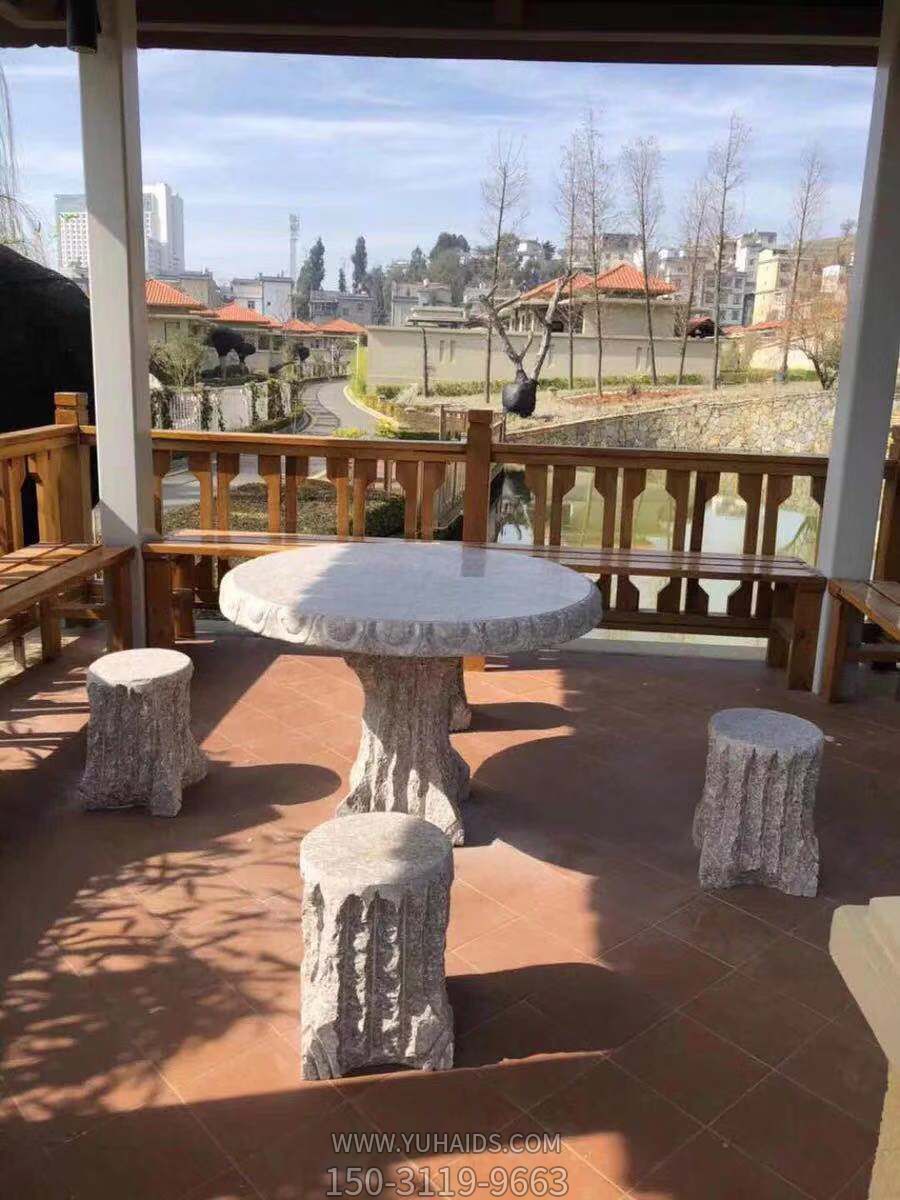 花园凉亭摆放简约大理石头桌凳博鱼网页版