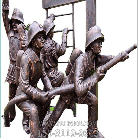 园林户外玻璃钢仿铜消防员人物博鱼网页版