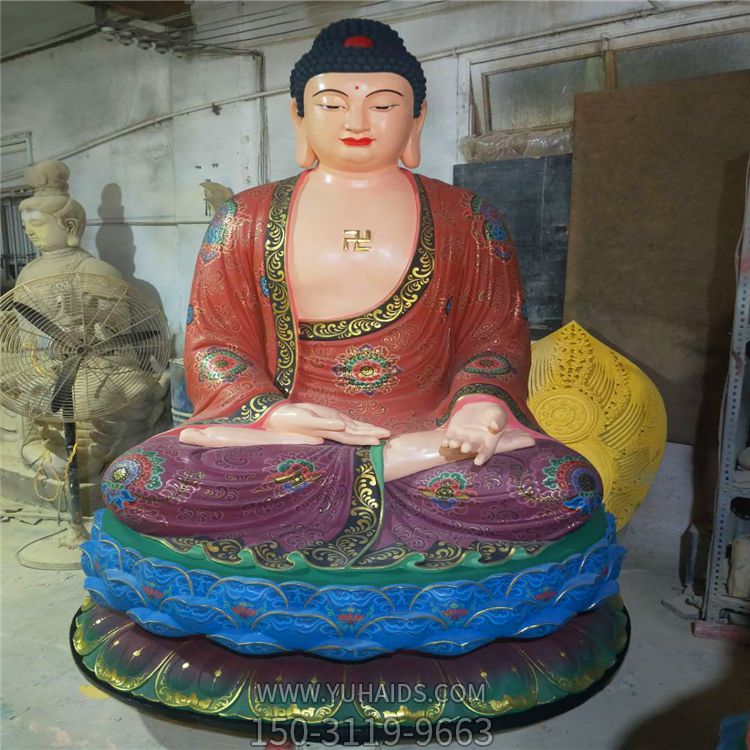 玻璃钢彩绘户外景区大型供奉神佛三宝佛博鱼网页版