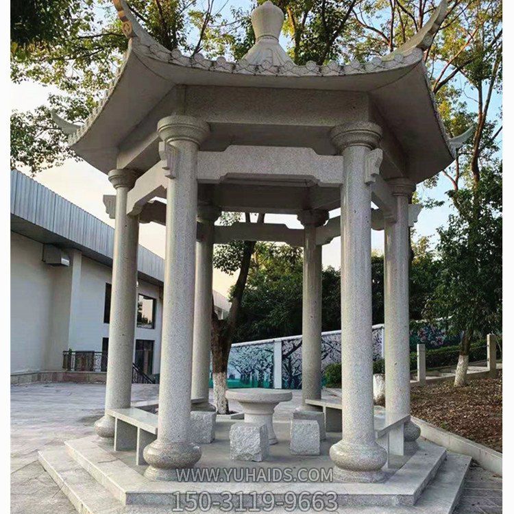 公园摆放花岗岩雕刻中式休闲六角凉亭博鱼网页版