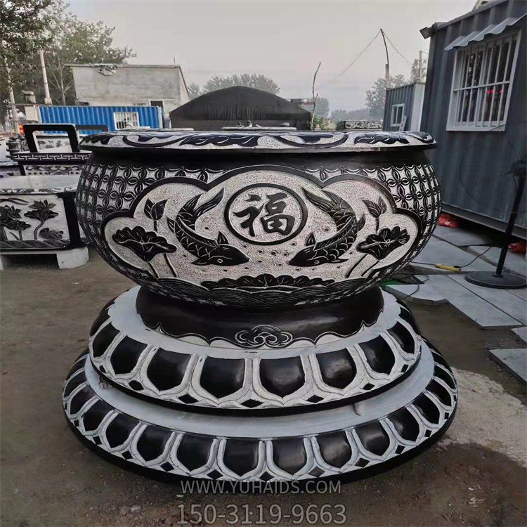 青石石雕大型编织流水鱼缸博鱼网页版